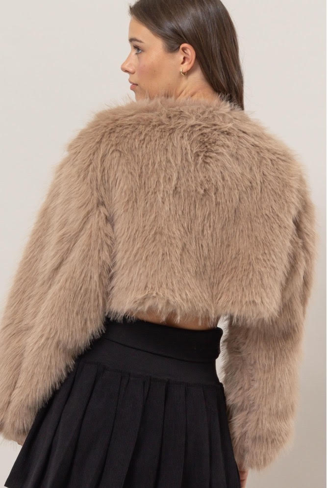 Chloe Coat Fur Taupe – Luxe Warmth in a Soft Neutral Shade