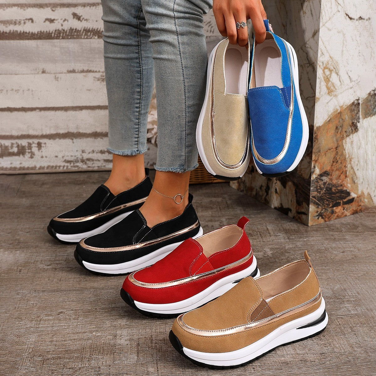 Autumn And Winter New Platform Soft Leather Soft Bottom Women's Shoes