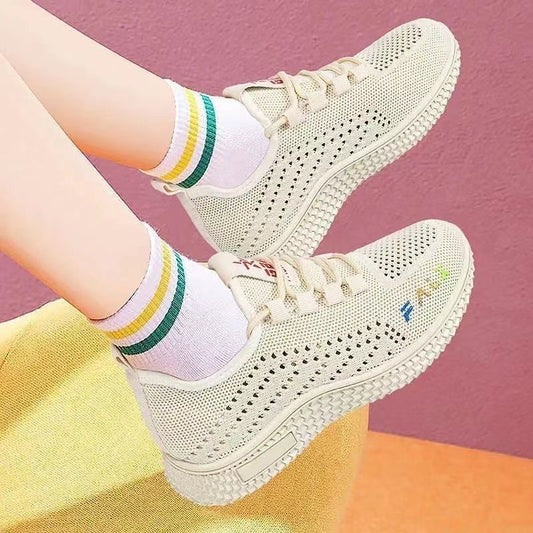 Flyknit Casual Sneaker Mesh Surface Platform Breathable Soft Sole Shoes